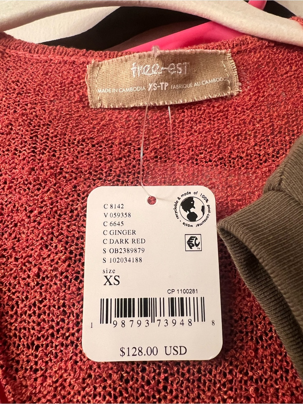 Free People Lottie Solid Sweater Dress Set NWT Dark Ginger Red XS MSRP $128 - Picture 6 of 7